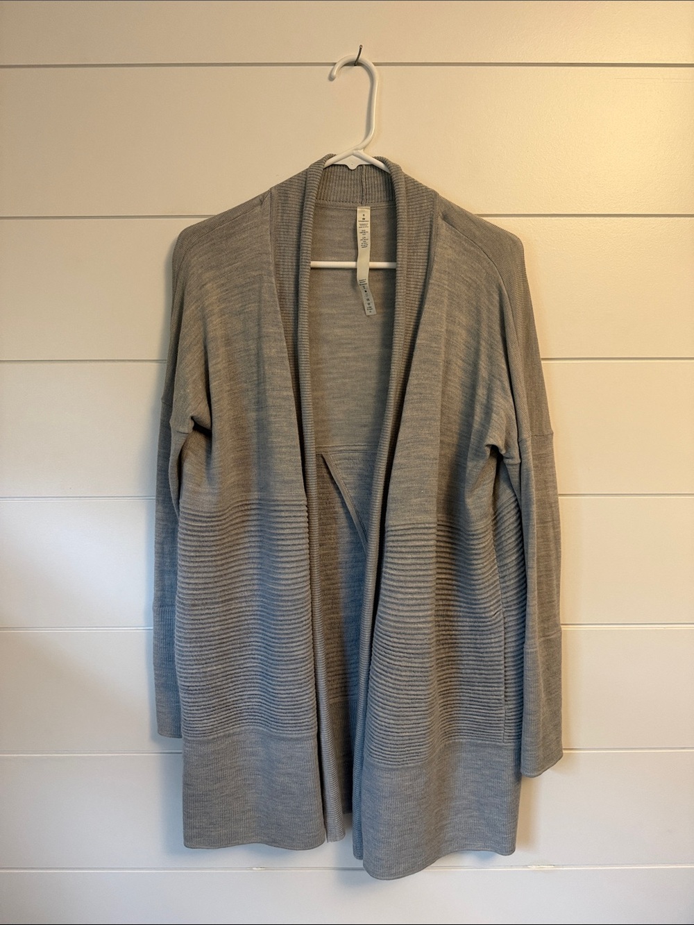 lululemon athletica Gray Open-Front Ribbed Knit Cardigan
